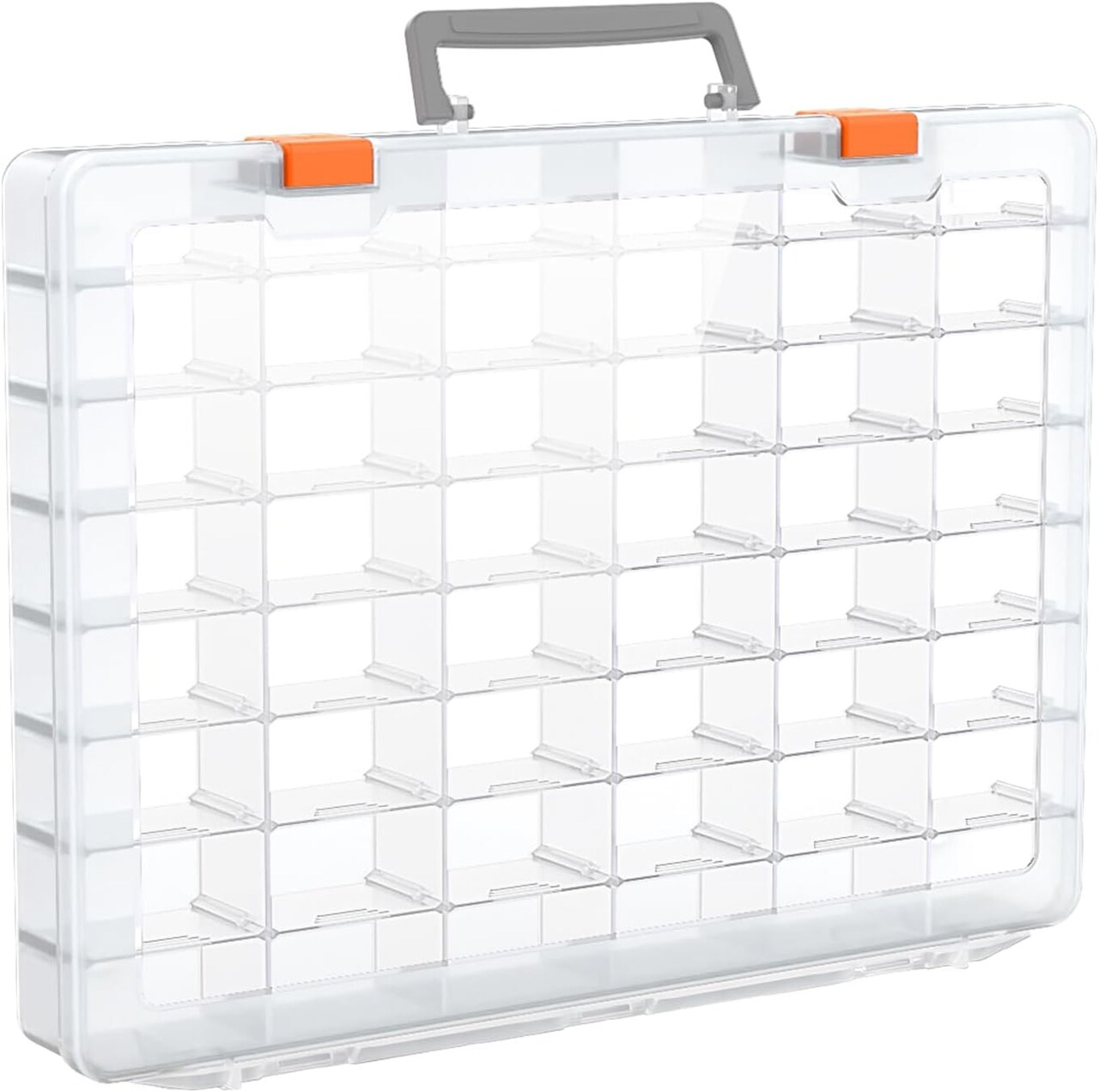 48-Grid Large Plastic Organizer Box with Adjustable Dividers – Bead Storage Container, Tackle Box Case for Crafts, Hobbies, Small Parts, Fishing, Seeds, and Jewelry (Transparent)